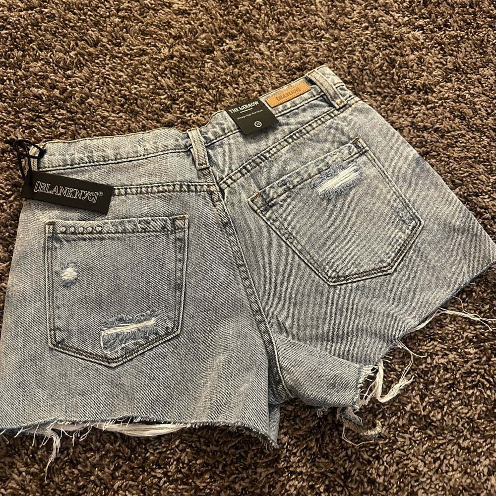 Blank NYC Women's Gray Distressed Jean Shorts
